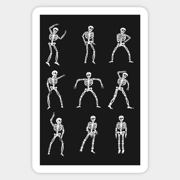 Skeleton Dancing Sticker by dumbshirts